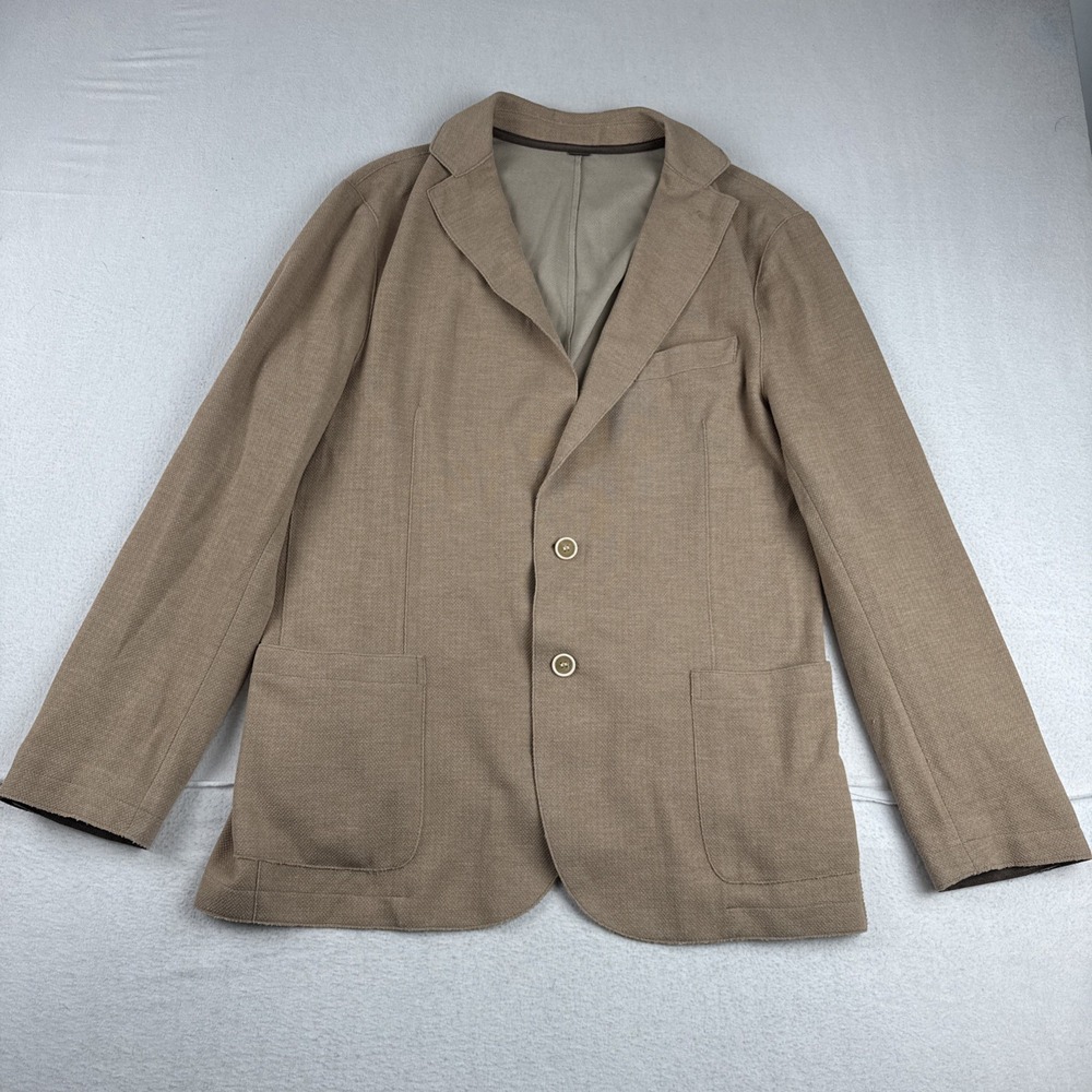 Eleventy Mens Beige Knit Blazer Jacket Sz 54 (US 40) Italy Quiet Luxury Office